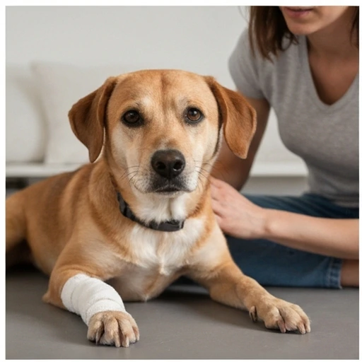 Dog at a routine health assessment