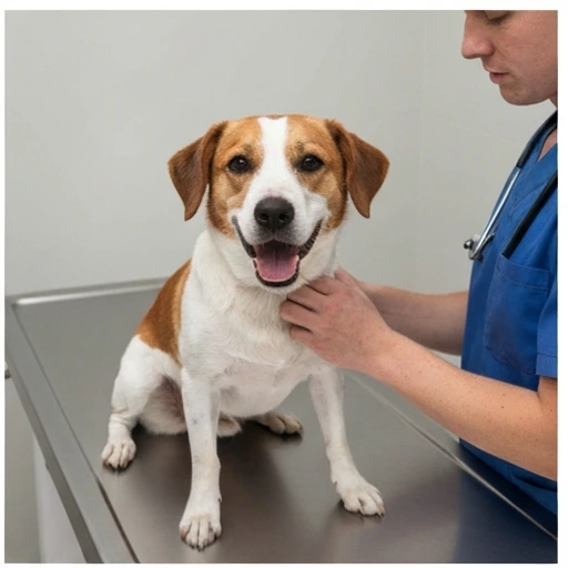 Dog during a veterinary consultation