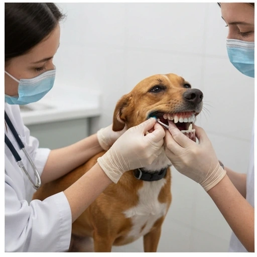 Veterinary professional checking a dog