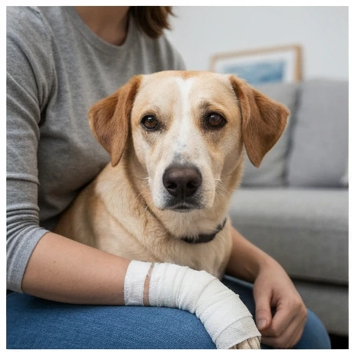 Veterinary examination of a dog