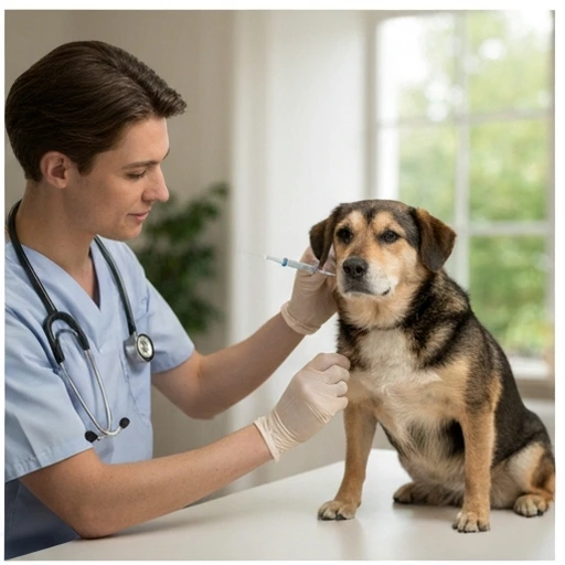 Canine patient during vet visit